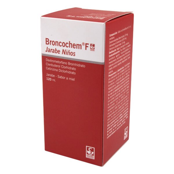 BRONCOCHEM F PEDIATRICO - DEXTROMETORFANO + CLENBUTEROL + CETIRIZINA FCO X120 ML