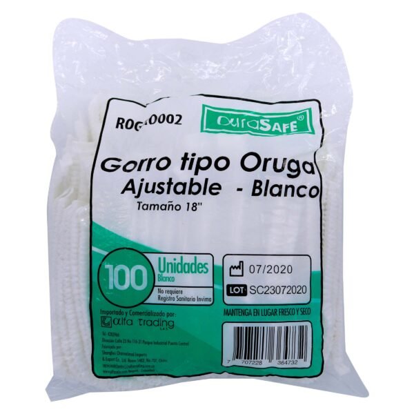 GORRO TIPO ORUGA BLANCO PAQ X 100