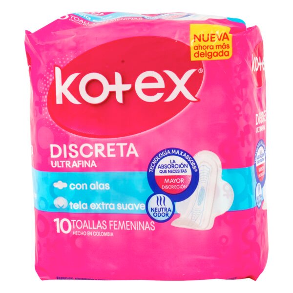 KOTEX TOALLAS DISCRET ULTRAFINA PAQ X 10UNDS