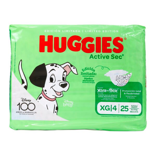 PAÑAL HUGGIES ACTIVE SEC ET.4 XG PAQ X 25 UNDS