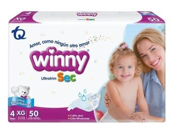 PAÑAL WINNY ULTRATRIM SEC MORADO ETP 4 PAQ X 50