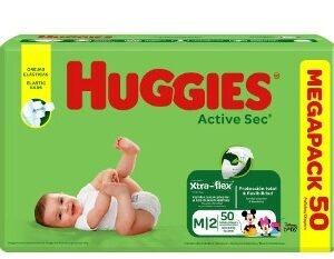 PAÑAL HUGGIES ACTIVE SEC ETP 2/M PAQ  X 50 UNID