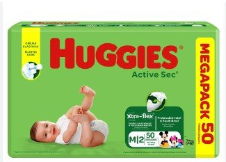 PAÑAL HUGGIES ACTIVE SEC ETP 2/M PAQ  X 50 UNID