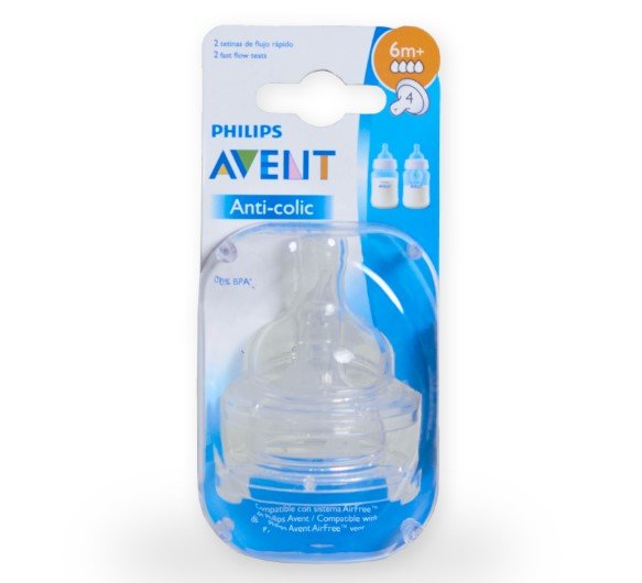 TETINA ANTI-COLICO FLUJO RAPIDO 6M+ #4  REF SCF634/27 2 UNID