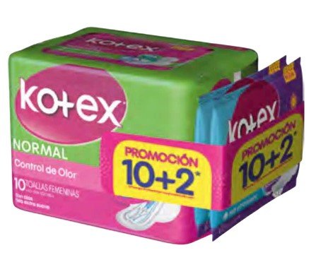 TOALLA KOTEX NORMAL TELA PROM 10 +2 TOA OFERTA