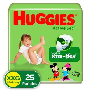 PAÑAL HUGGIES ACTIVE SEC ET.5 XXG PAQ X 25 UNDS