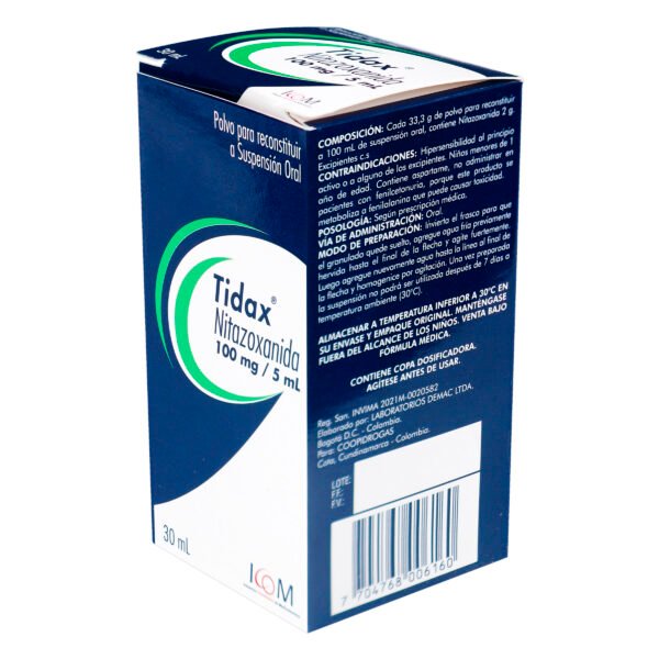 TIDAX 100 MG SUSP NITAZOXANIDA FCO X 30 ML